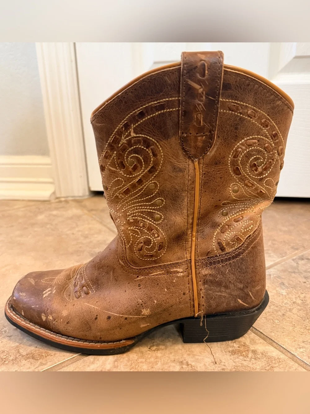 Smoky Mountain Brown Leather Western Boots - Boys Sz 2.5 R, Style 3853C
